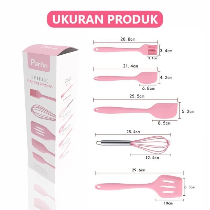 VOM 5 Pcs Silicone Utensil Set - Set Peralatan Masak Silikon 5Pcs 0675