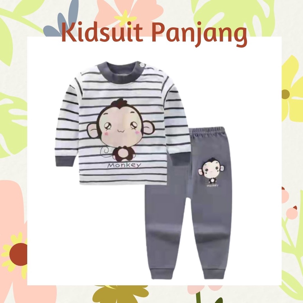 Plazababyku KIDS SUIT PANJANG H5 Setelan Anak Bahan Kaos Lengan + Celana Berkualitas Import NEW3