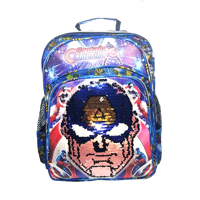 Tas Anak Ransel SEQUIN / USAP karakter CAPTAIN AMERICA Sekolah SD