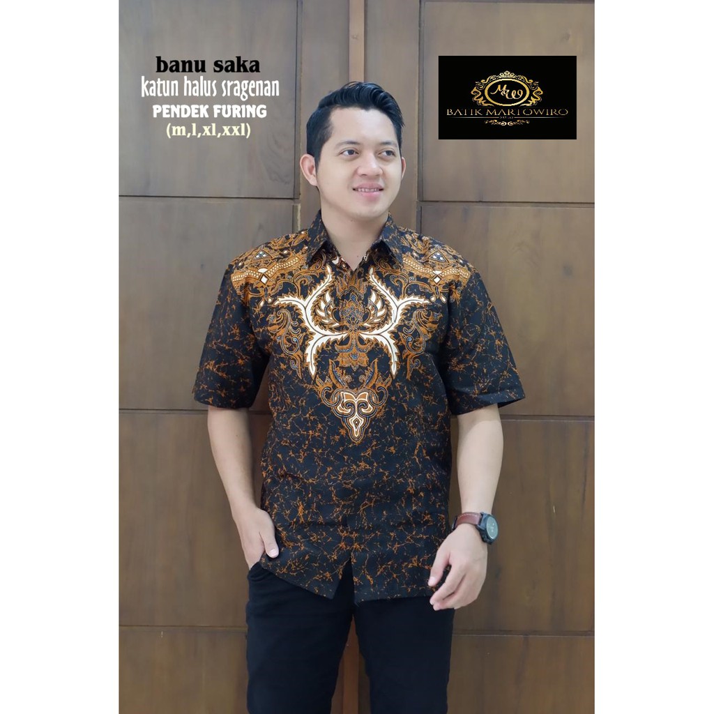 BANU SUKA Kemeja Batik Pria Lengan Pendek Katun Halus Martowiro FULL FURING