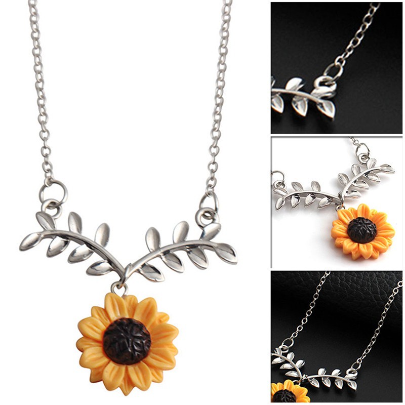 Pendant Pearl Sunflower Necklace Charm Simple Elegant Collarbone Chain Jewelry