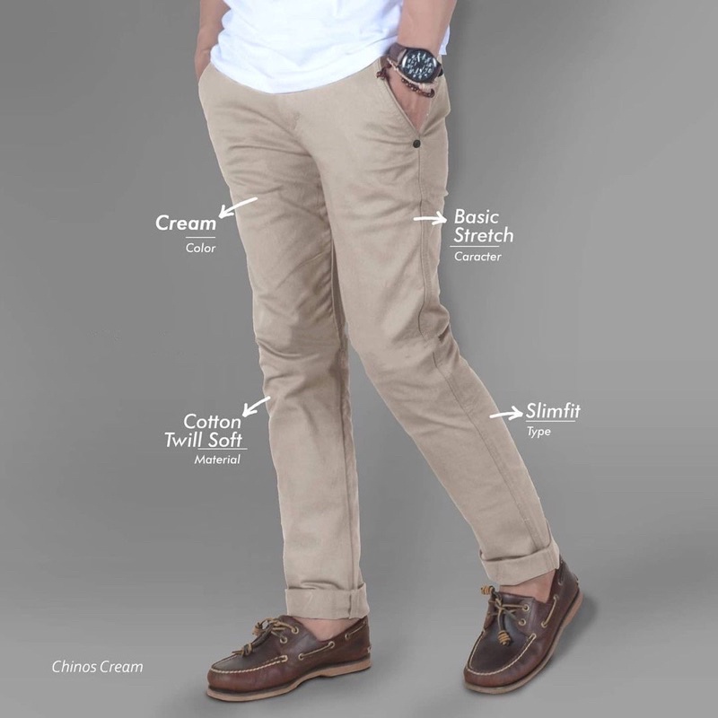 TERLARIS CHINO PREMIUM MALMO - CHINOS REAL PICT CELANA CHINO PANJANG PRIA ORIGINAL PREMIUM CELANA PRIA SLIM FIT STRETCH CASUAL FORMAL CHINOS PREMIUM MALMO-Cream