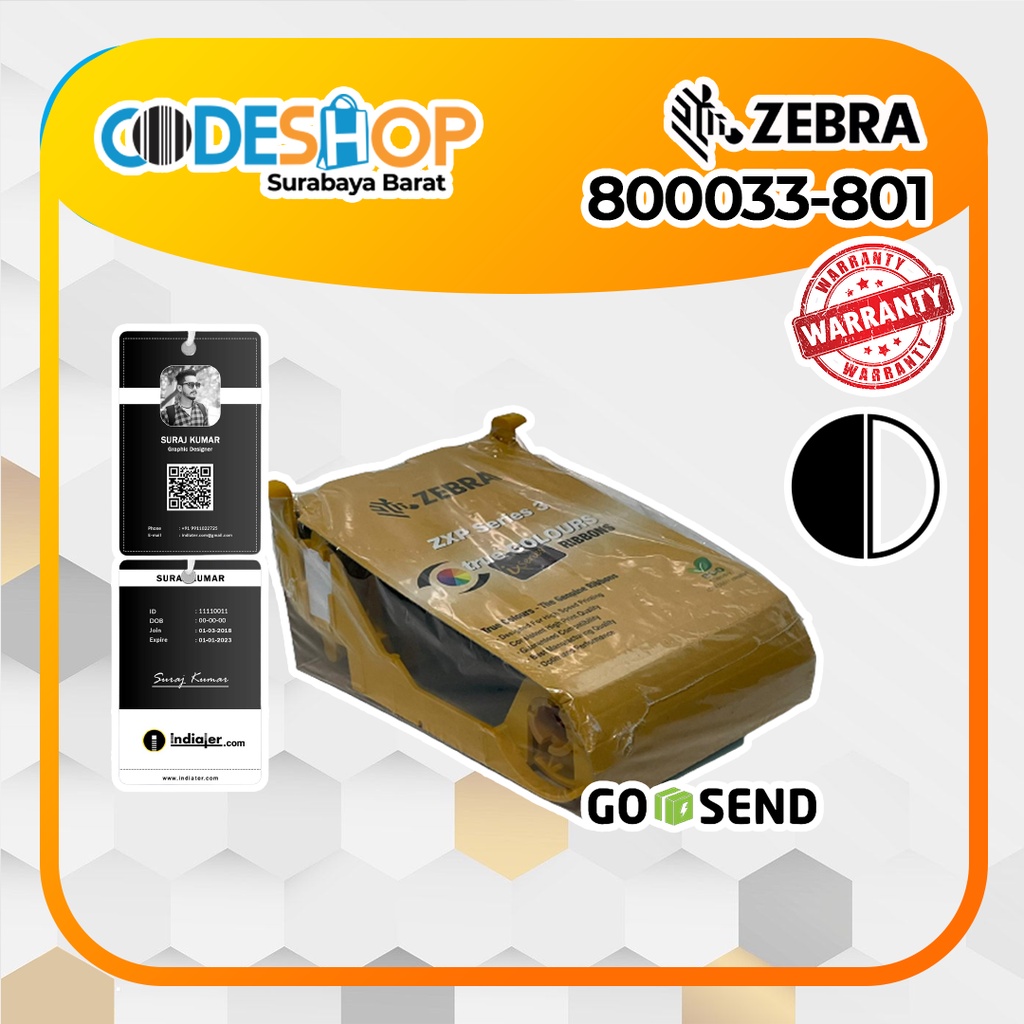 Tinta Printer Id Card ZEBRA ZXP SERIES 3 ZXP3 - 800033-801