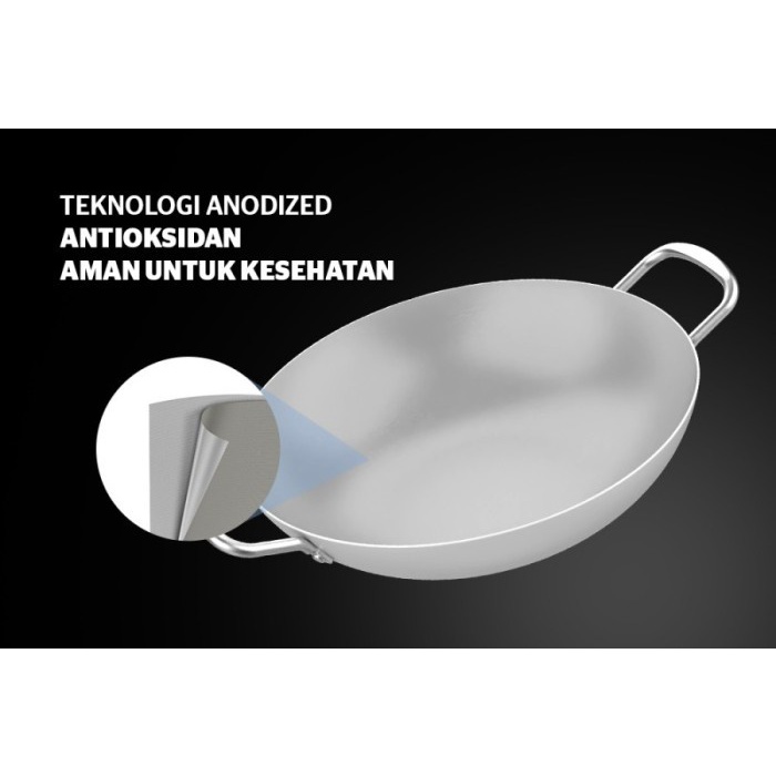 Wajan Penggorengan Fry Pan Sun House Wok SWP30B Aluminium 30 cm