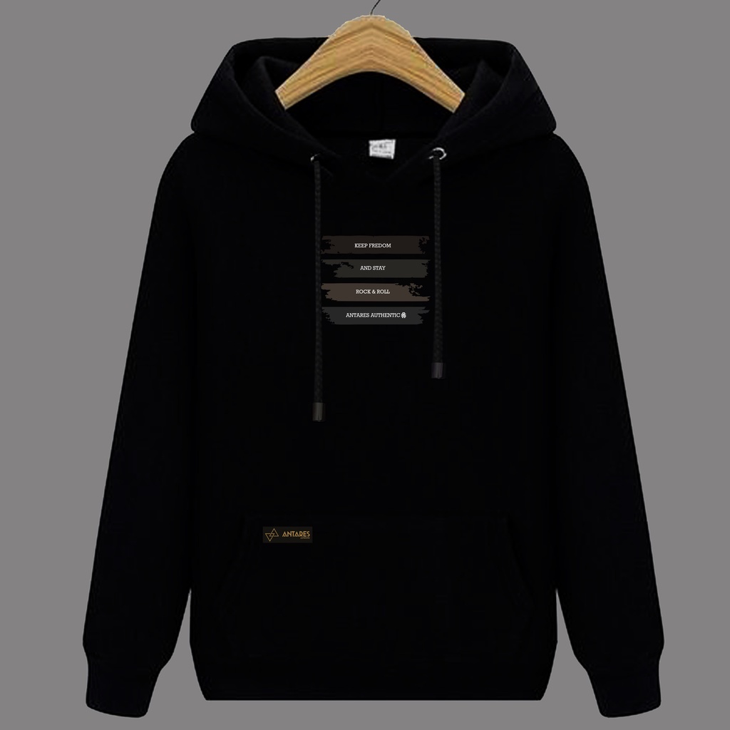 R-ENFIELD SWEATER PRIA HOODIE WARNA KEEP FREDOM BLACK