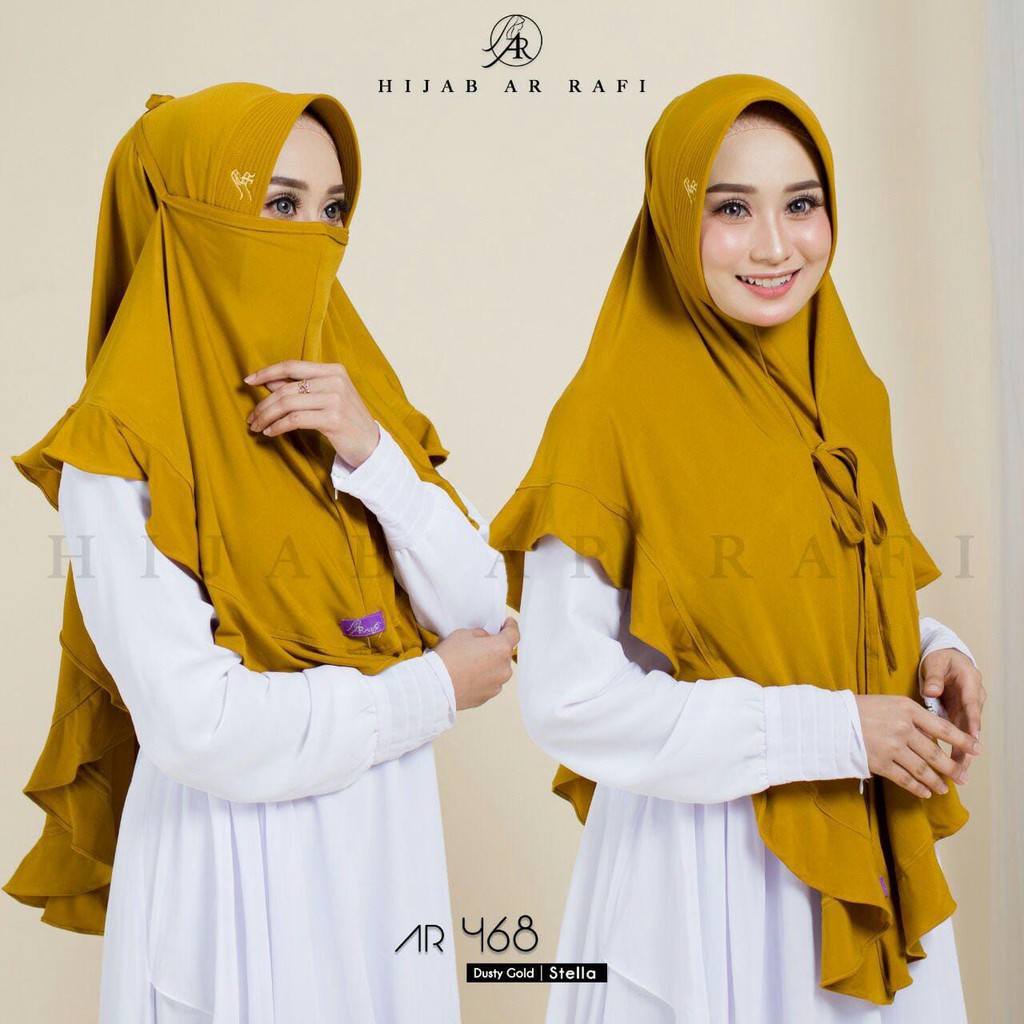 Hijab Arrafi AR 468 Bergo Jilbab Kerudung Tudung Kudung Instan Dusty Gold