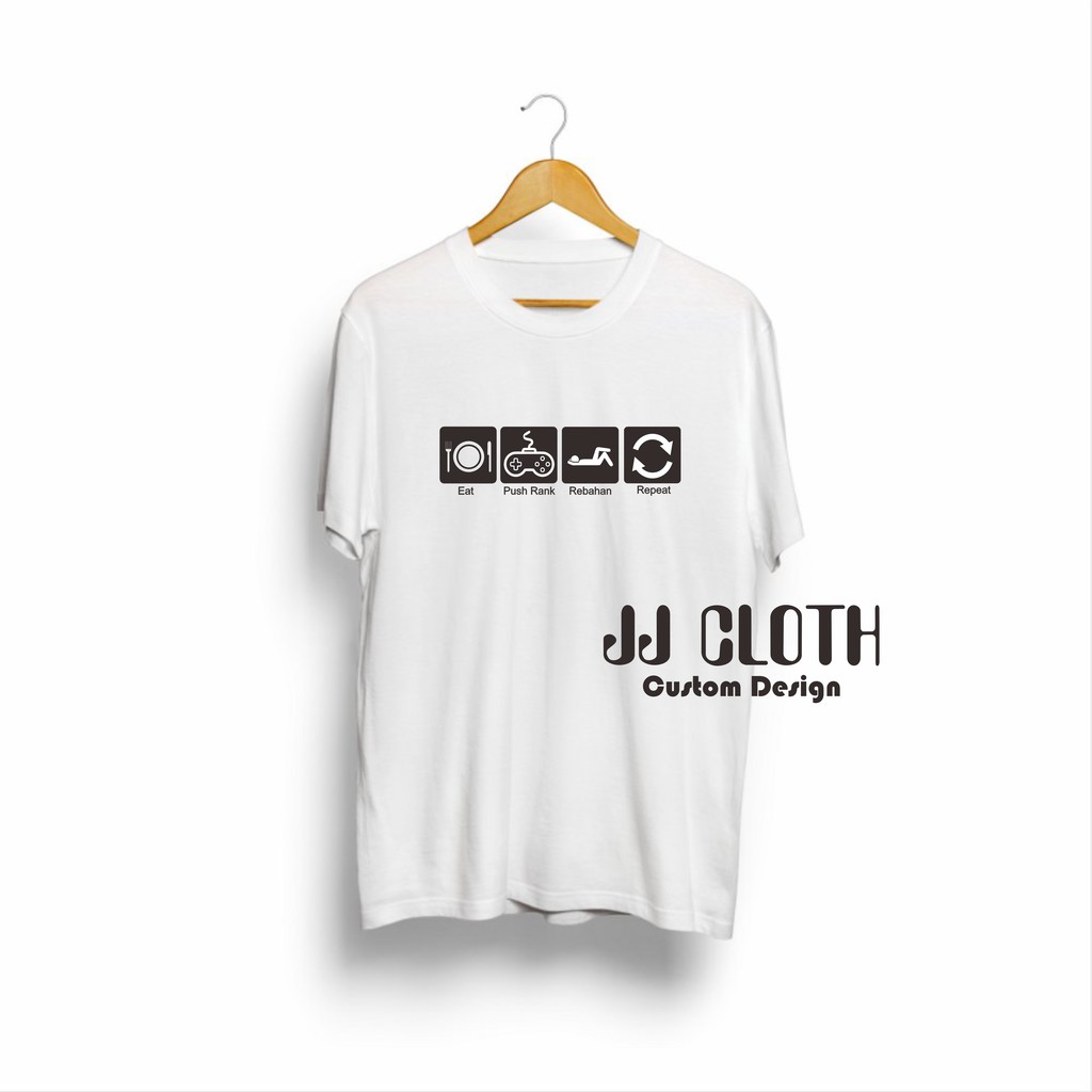 T-SHIRT BAJU KAOS DISTRO PRIA WANITA  EAT PUSH RANK REPEAT COMBED 30S MURAH