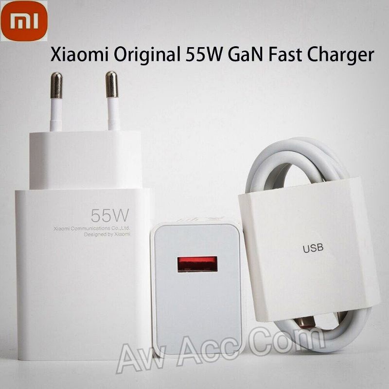 CHARGER XIAOMI ORI 55W TYPE C TURBO CHARGE XIAOMI REDMI NOTE 8 9 10/9T/10C/10T/9 PRO/ 10 PRO/POCO M3/ F3/ X2/ X3 PRO