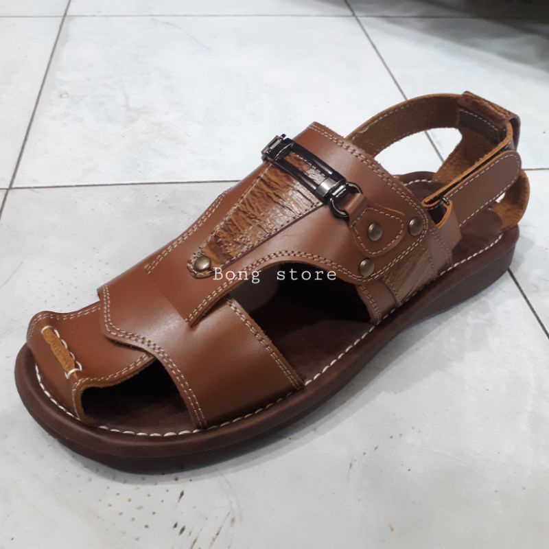 Sepatu sandal pria tali kulit asli sandal pria slide tali kulit asli sandal sepatu pria casual