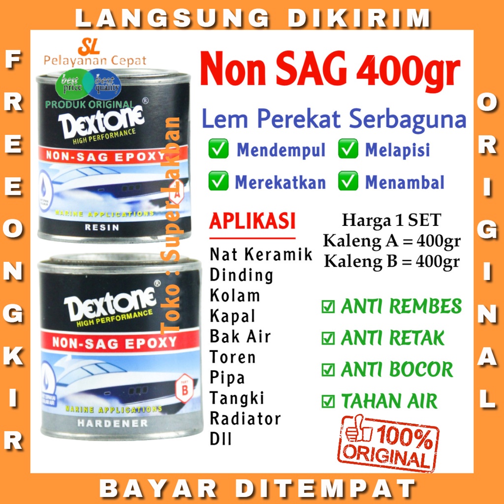 Lem Dextone Anti Bocor Kolam Bak Toren Rembes Merekat Dalam Air 400gr