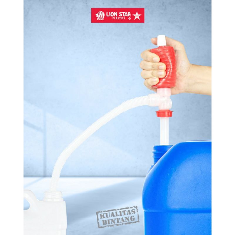 Lion Star H 1 Hand Pump / Pompa Minyak  Air Bensin Plastik LIONSTAR Merah