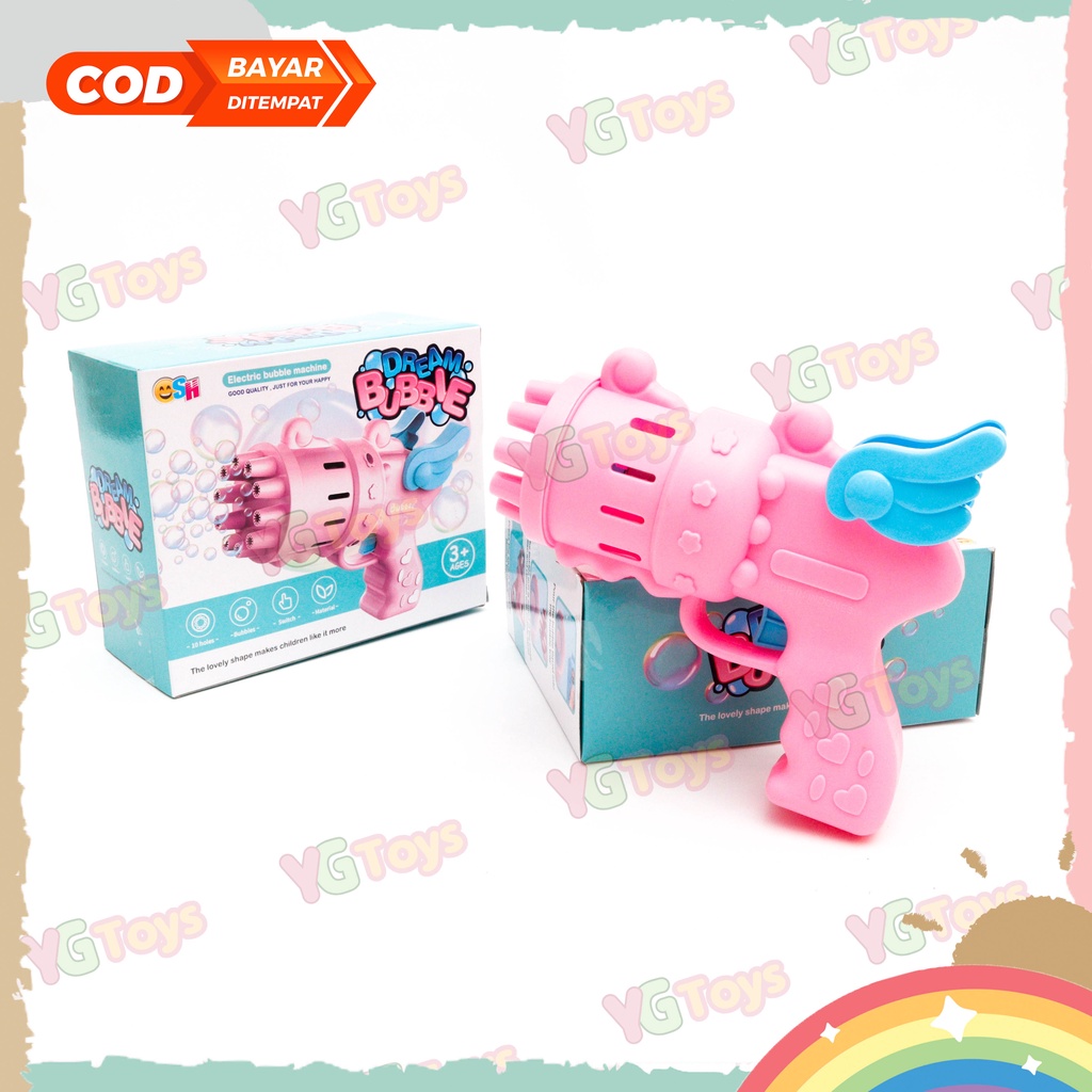 YGtoys Mainan Dream Bubble Gun Angel Sayap Gelembung Sabun Tembakan Balon Gatling Anak Elektrik Edukasi Edukatif