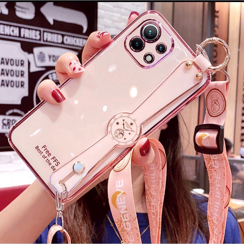 case oppo a76 a96 4g 5g reno 7 4g 5g 7z 5g a16 a74 4g a95 4g a54 tali plating bening lanyard strap g