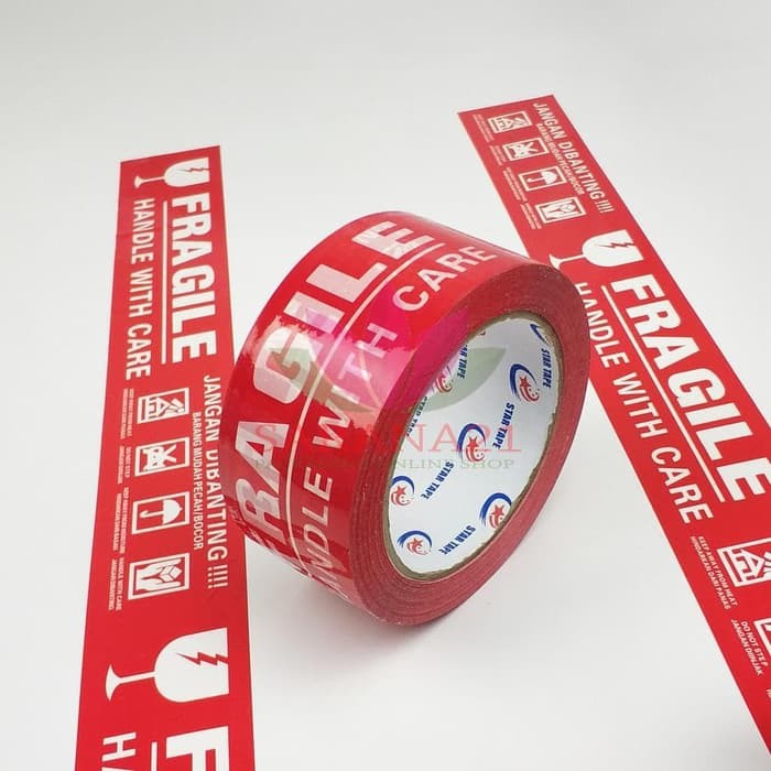 

Isolasi Lakban FRAGILE Merah Merk Star 4.8 CM x 90 Yard STAR TAPE