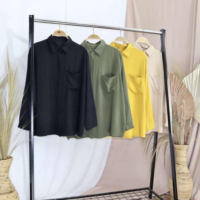 KARA.ID ATHIFA Basic Shirt - Atasan Wanita Lengan Panjang - Kemeja Kerja Formal Office Shirt