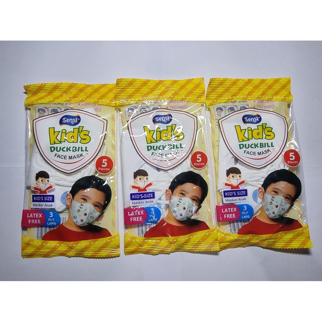 Masker SENSI DUCKBILL KIDS SACHET 3 PLY Isi 5 pcs Masker Anak Original