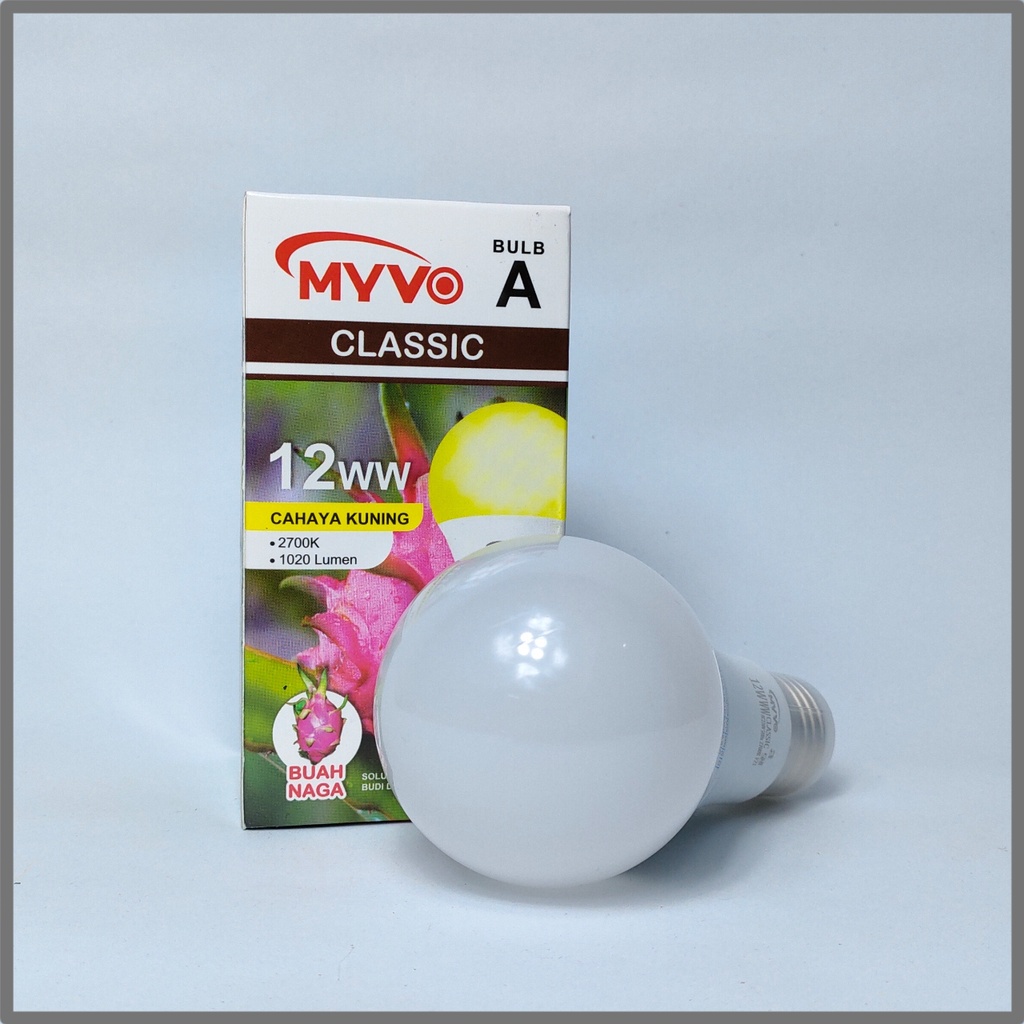 Myvo Lampu LED Bulb Classic 12 Watt - Cahaya Kuning (Warm White)