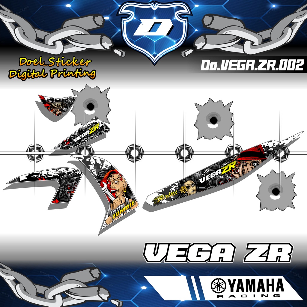 Sticker Striping VEGA ZR List Variasi Hologram , Crome Desain Jerink Doel 002