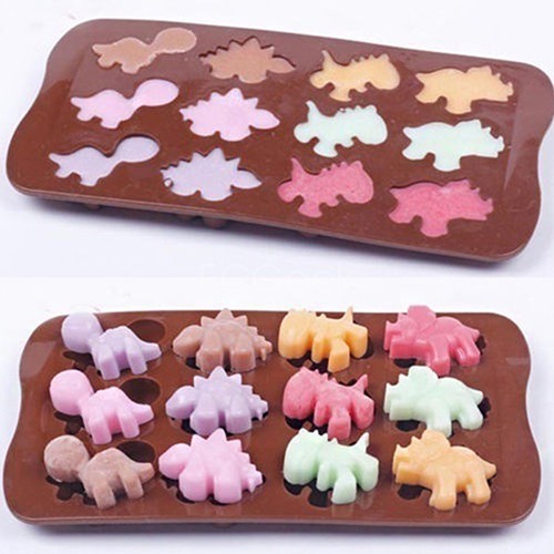 Cetakan Silikon Silicone Dinosaurus Dino Trex T-rex coklat jelly sabun