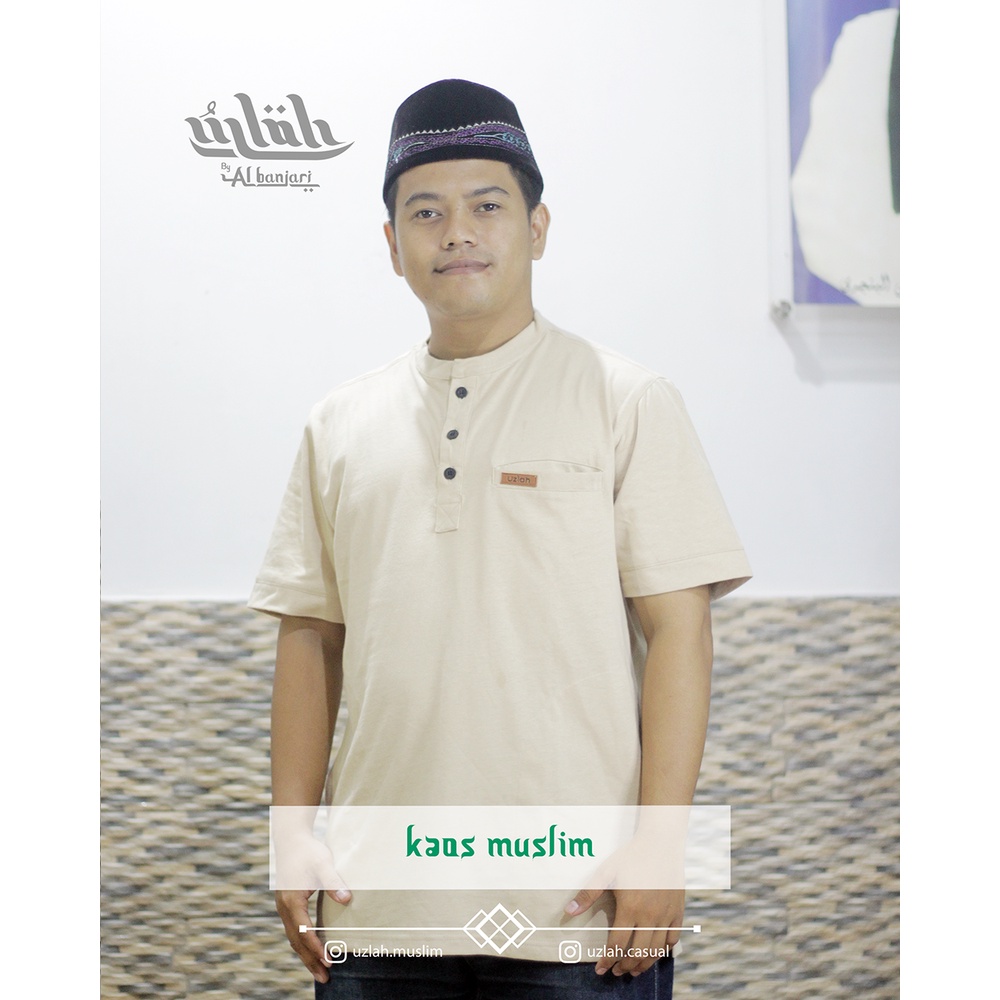 Kaos Koko Casual Lengan Pendek Cream - Uzlah Muslim