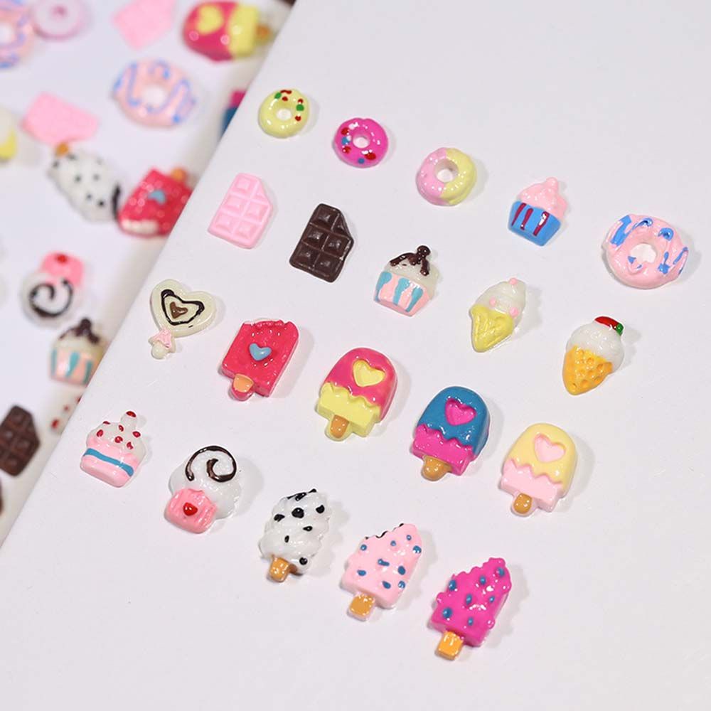 Mxbeauty Ornamen Bentuk Es Krim / Kue / Donat / Cokelat 3d Gaya Jepang Untuk Dekorasi Nail Art