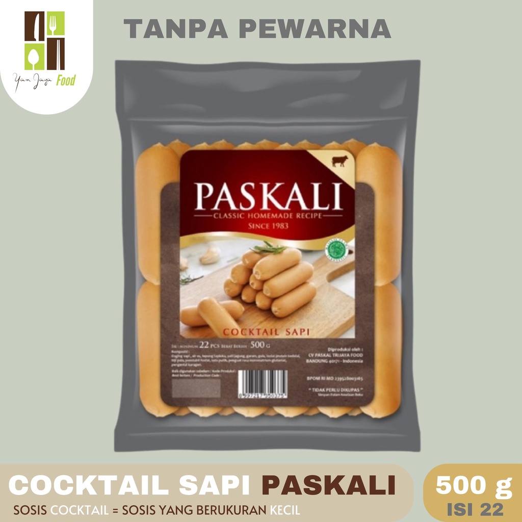 Cocktail Sapi Sosis Kecil Tanpa Pewarna isi 22 [500g] Paskali