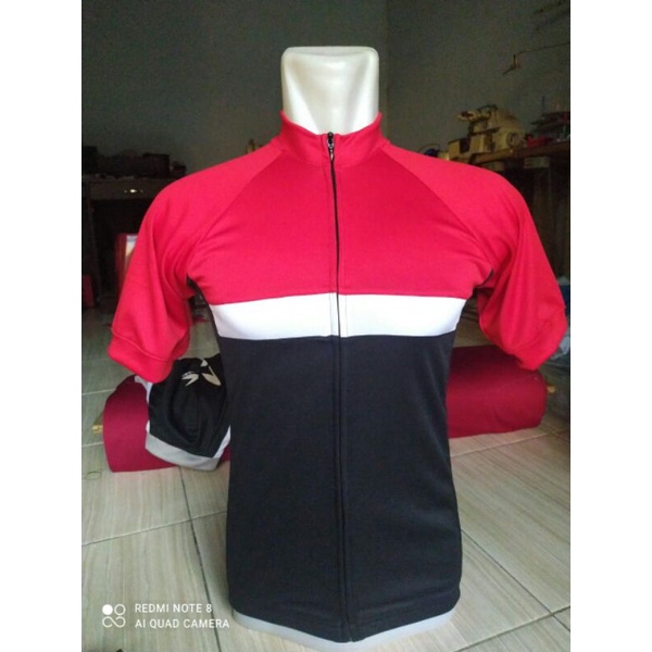 JERSEY SEPEDA ROADBIKE MERAH PUTIH HITAM