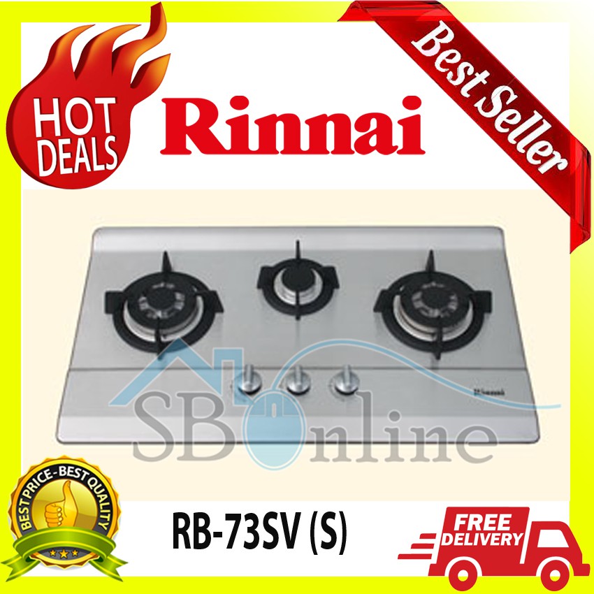 Kompor Gas Tanam 3 Tungku (Stainless) Rinnai RB-73SV (S)