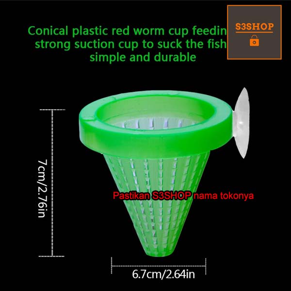 Tempat Cacing Wadah Corong Tempel Aquarium Cacing Sutra Cone Cup Cacing Sutra