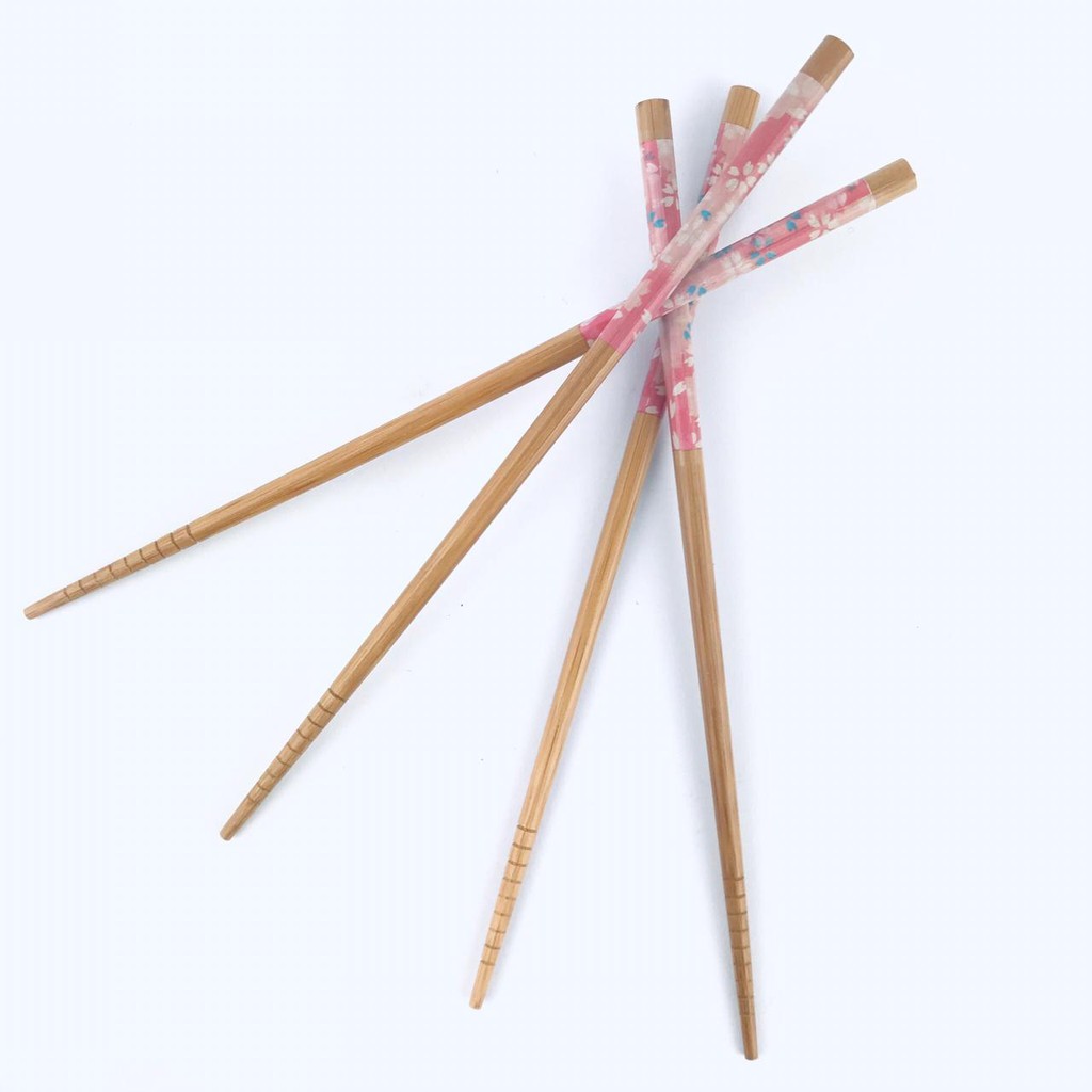 Reno / Nice Chopstick / Sumpit kayu Bambu Motif Bunga / 23cm /Isi 5pasang