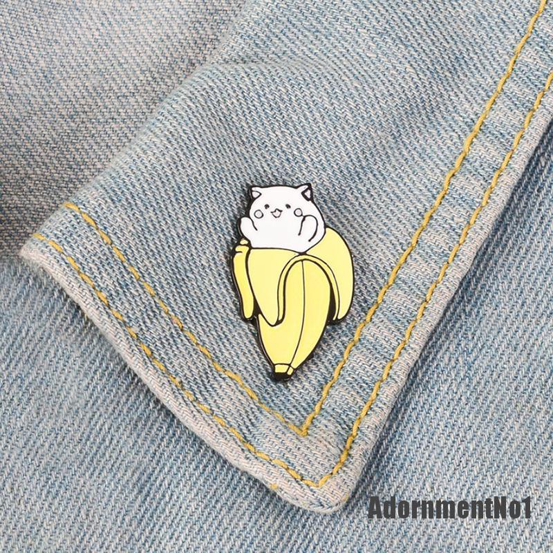 (Adornmentno1) Bros Pin Enamel Bentuk Kucing Pisang Untuk Wanita