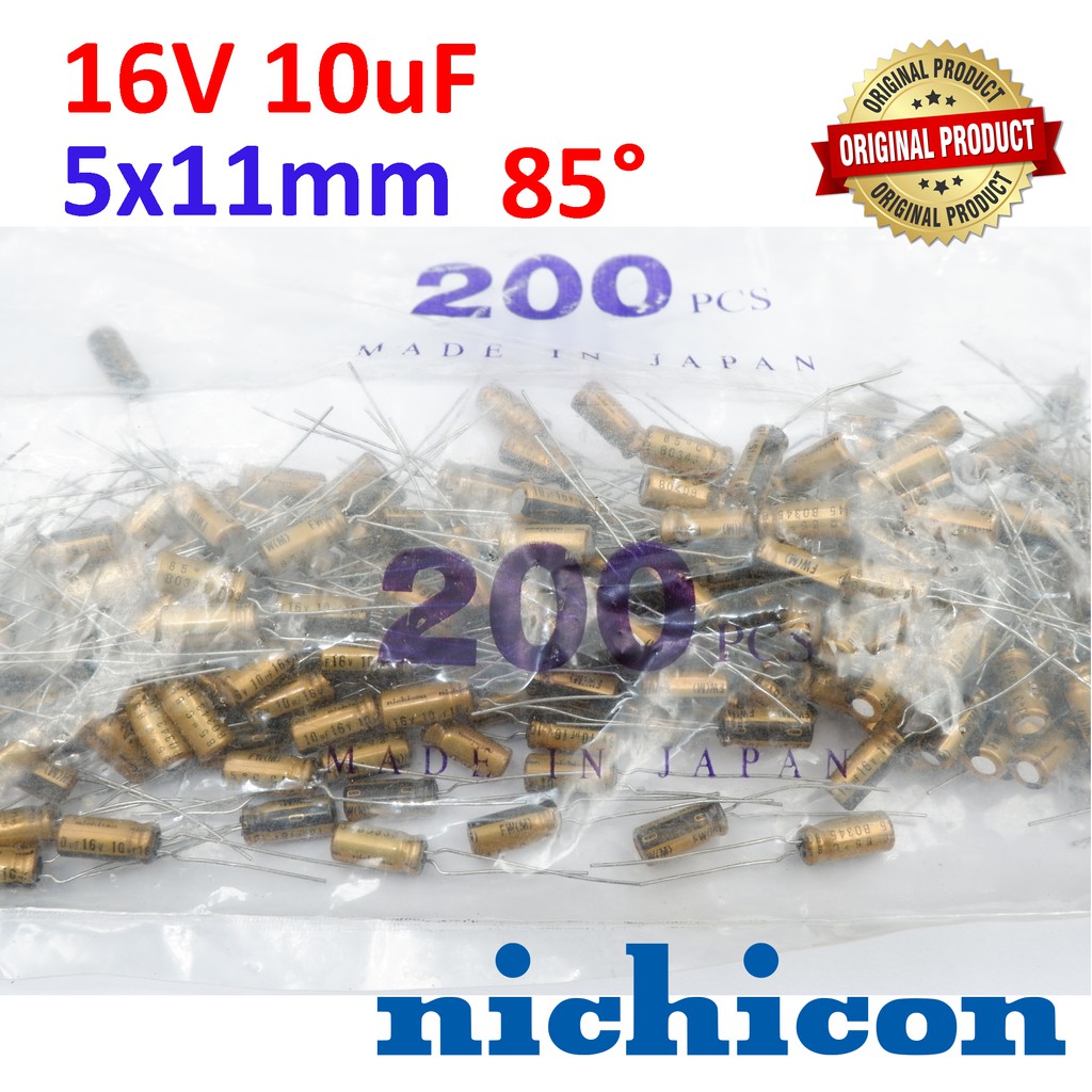 16V 10uF ORIGINAL NICHICON GOLD JAPAN Kapasitor Capasitor Elko Elco