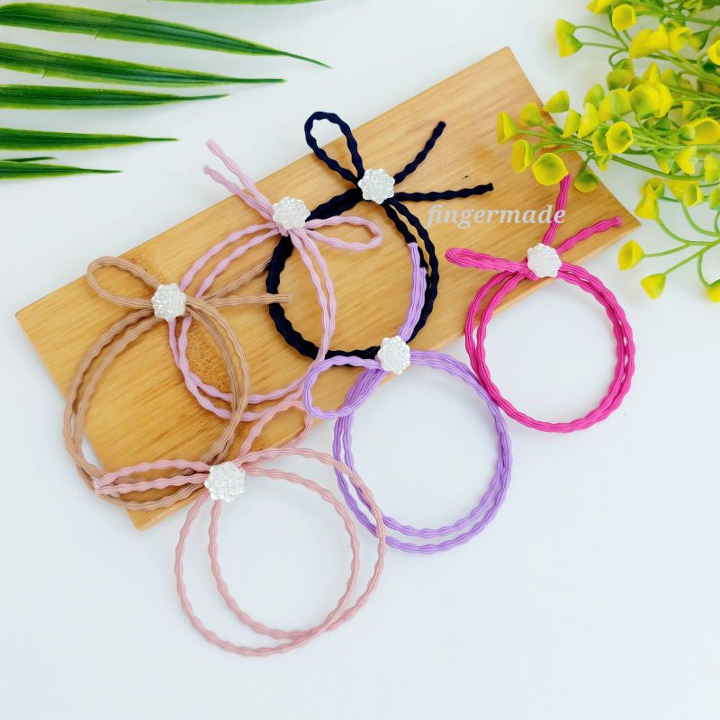 6 pcs Ikat Rambut Korea Hairtie Karet Rambut Elastis