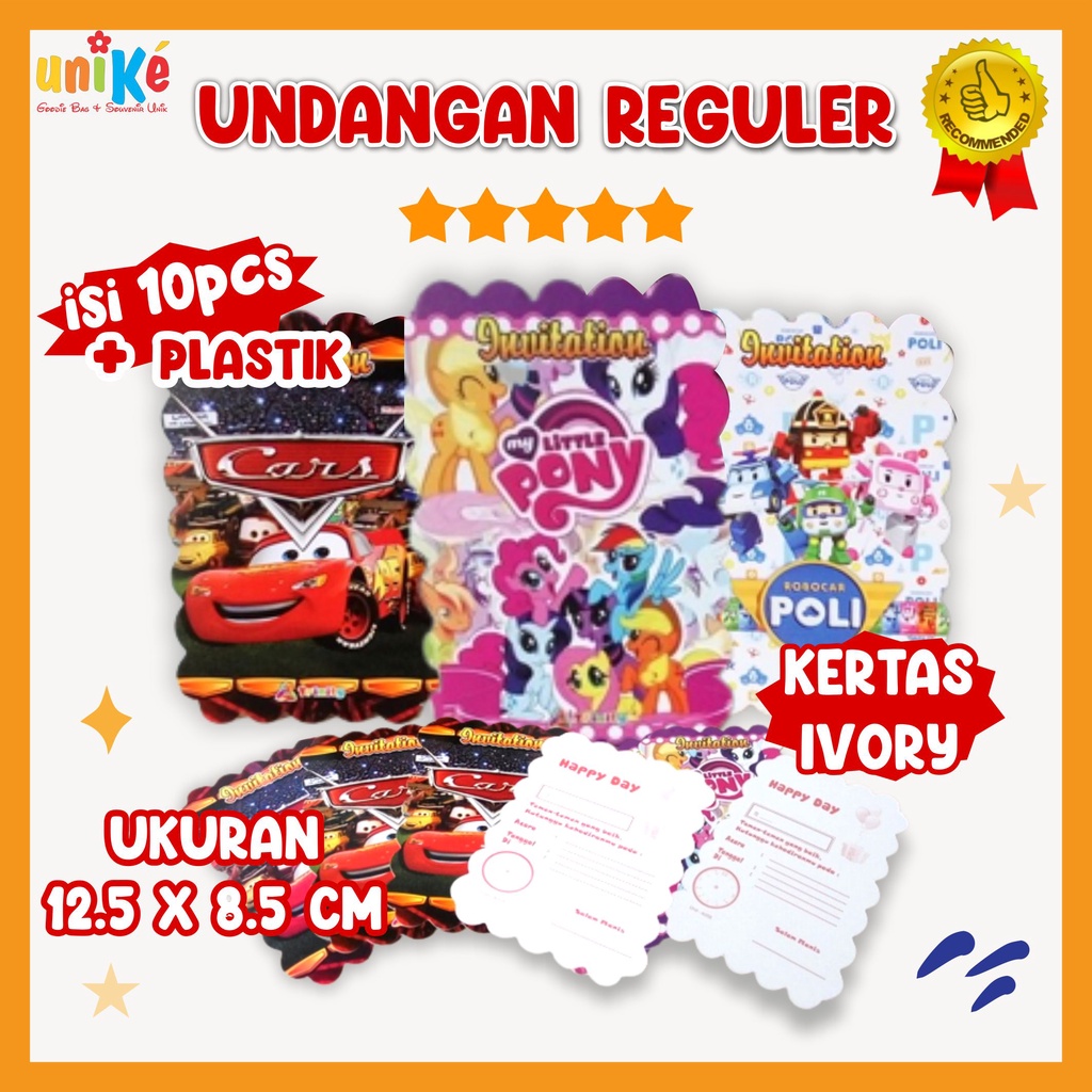 UNDANGAN ULANG TAHUN ( isi 10 pcs ) ANAK KARAKTER perlengkapan pesta ultah harga murah pernak pernik
