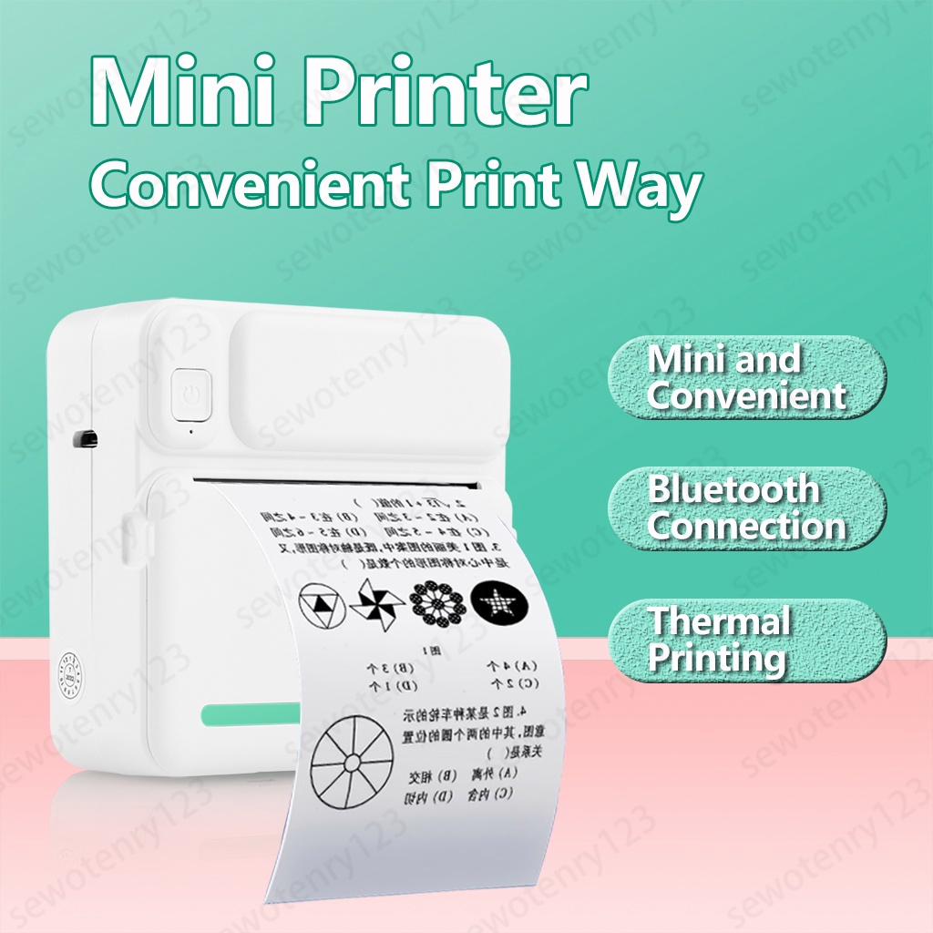 COD Mini Portable Thermal Printer Pocket Printer Wireless Bluetooth Android IOS Phone Picture Printer Image 2