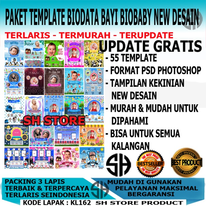 Template Cover Biodata Bayi BIOBABY Lucu Model Terbaru PSD KL162