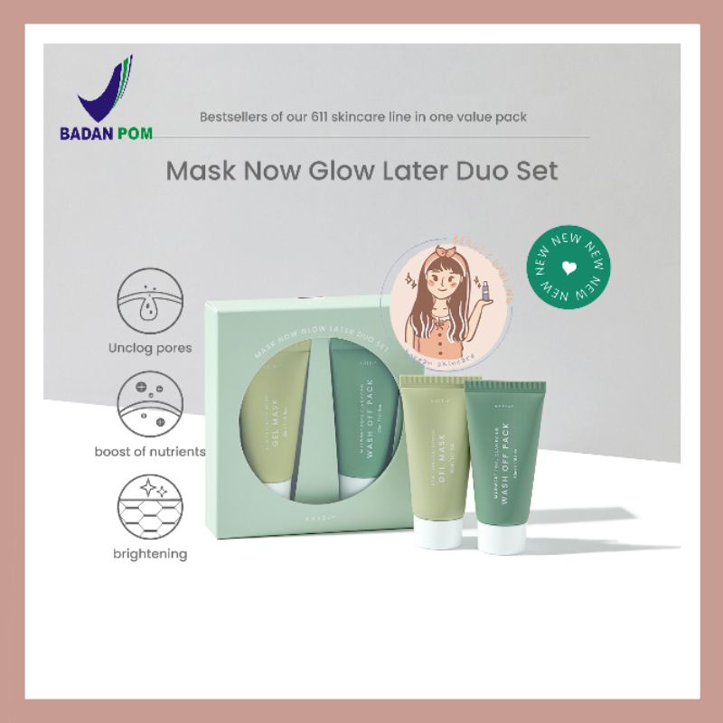[BPOM ] AXIS-Y Mask Now Glow Later Duo Set Axis Y Mugwort Wash Off Pack Axis Y Gel Mask