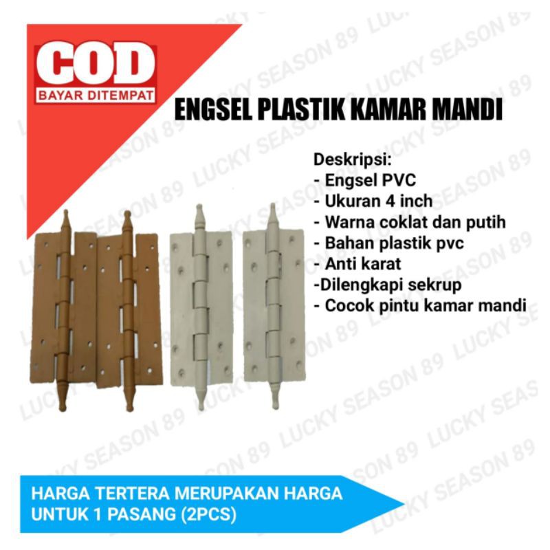 Engsel Plastik 4 Inch/Engsel PVC Kamar Mandi