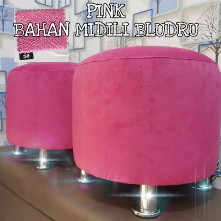 BENCH PUFF KURSI BULAT SOFA STOOL BULAT POLOS BLUDRU- KANCING(BISA ) TERLARISS...,,,,,