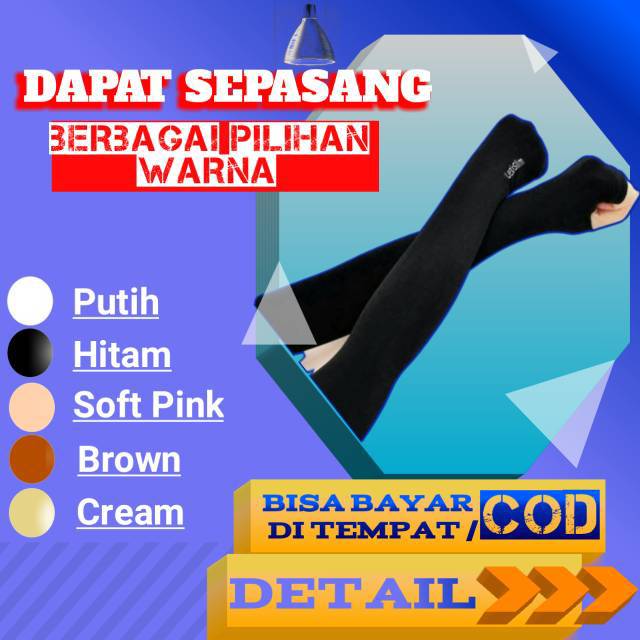 Manset Deker Tangan Handshock Arm Sleeve Stoking Tangan Lengan Panjang Sepeda Hitam Pria Wanita