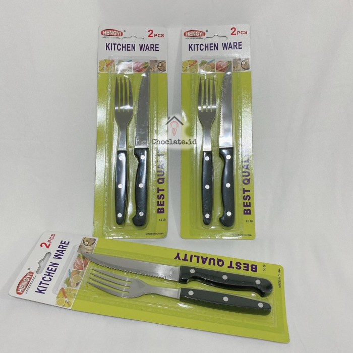 

MH Pisau Steak & Garpu Stainless Steel Sepasang Bahan Tebal