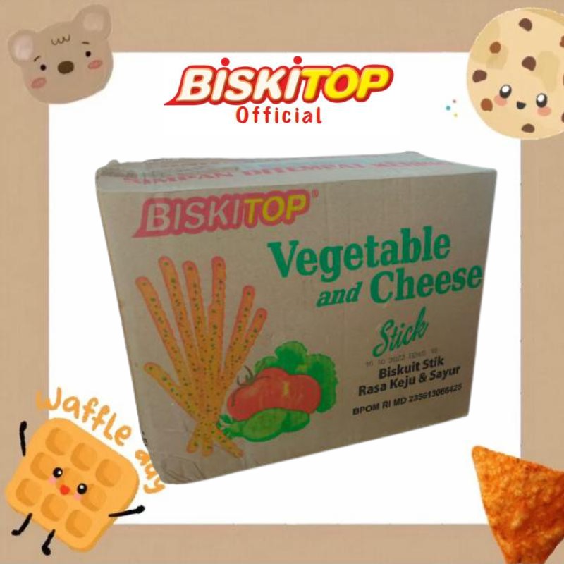 

BISKITOP OFFICIAL - (1 DUS) VEGETABLE STICK (50 Gram) Biskuit Asin Kue Kering Murah Meriah Hemat