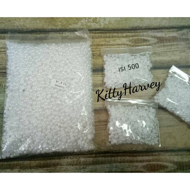 Half Pearl 5mm Putih Bersih (Premium Quality)  isi 500