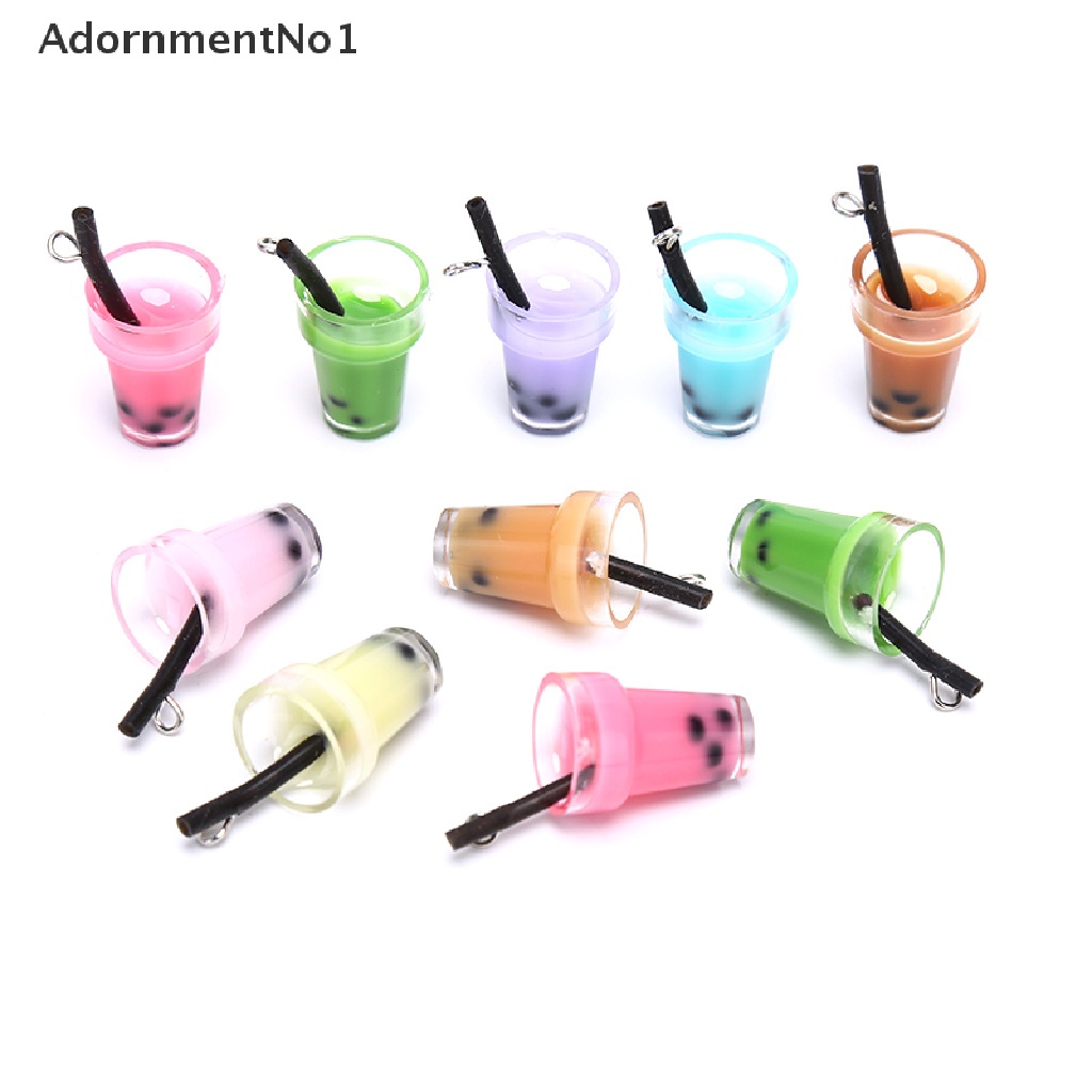 (AdornmentNo1) 10pcs / Set Charm Resin Bentuk Milk Tea Untuk DIY Perhiasan / Anting