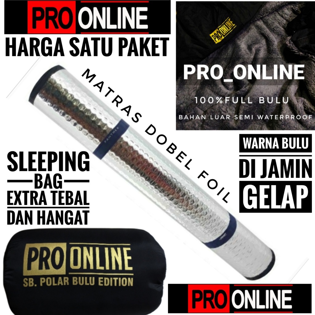 Paket matras dan selimut kemping gunung outdoor / Sleeping bag bulu gelap dan matras camping outdoor