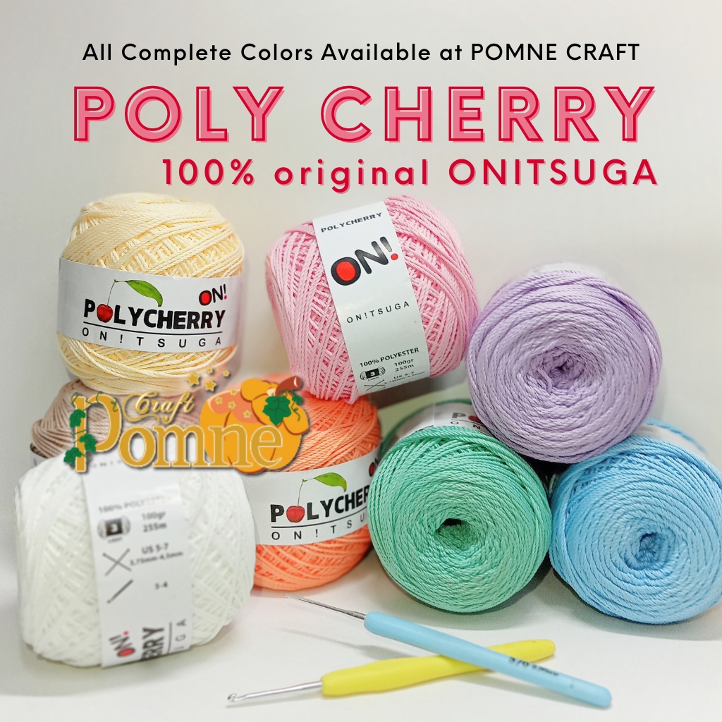 MURAH ORI Benang Rajut Onitsuga Poly Cherry (Polyester Yarn) - polycherry crochet yarn | benang rajut poly