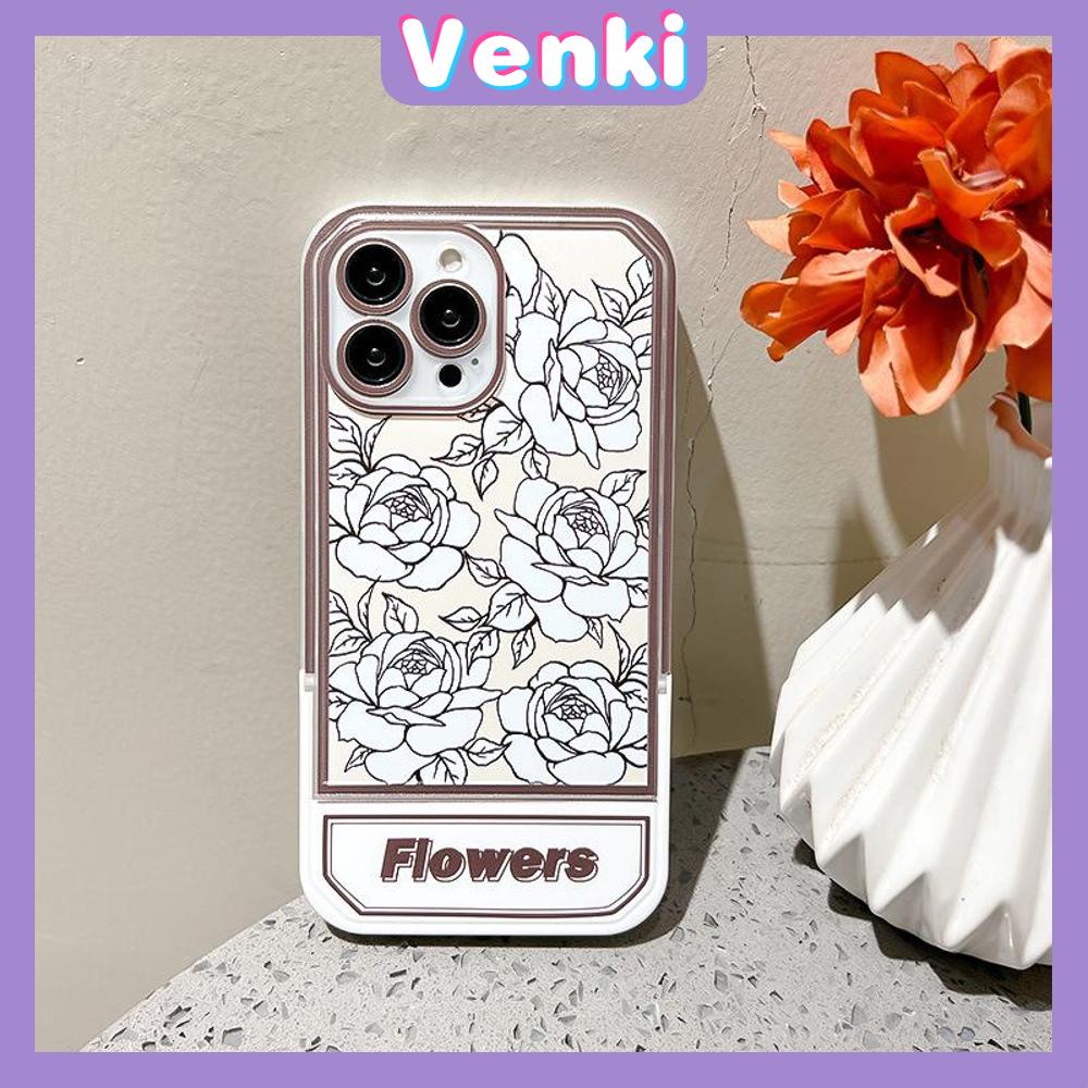 iPhone Case Acrylic Invisible Folding Stand Silicone Soft Case Airbag Shockproof Cover Camera Retro Flower Compatible For iPhone 11 Pro Max 13 Pro Max 12 Pro Max 7Plus xr XS Max