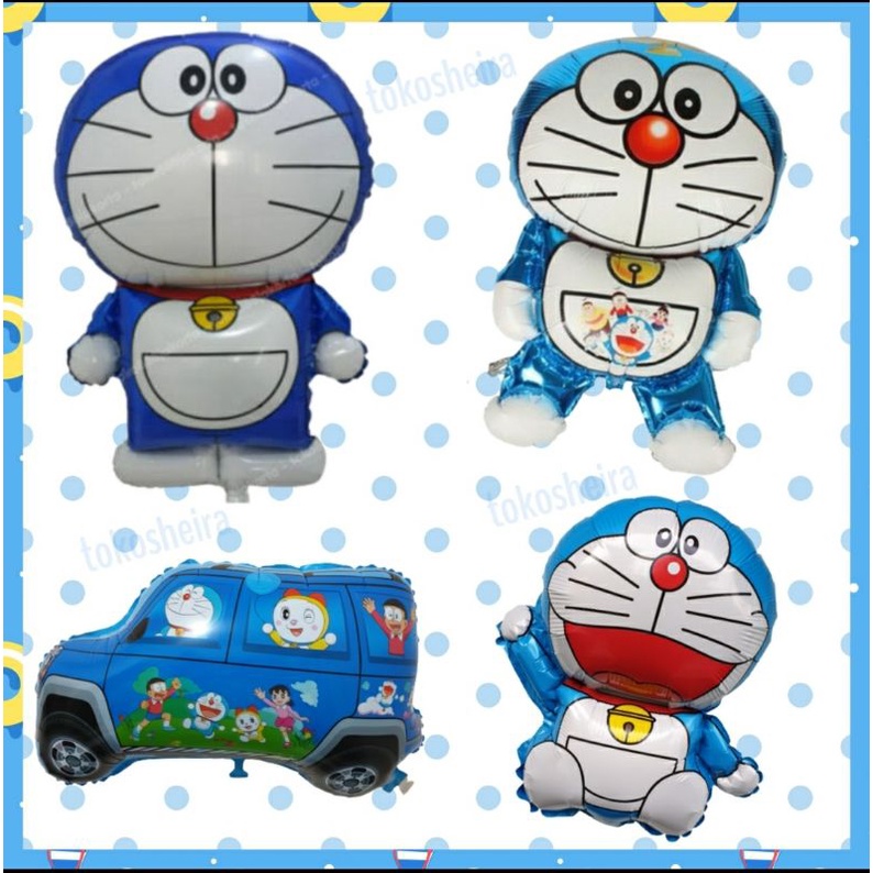 Balon Doraemon Cake Topper Set Balon Foil Mini Jumbo Karakter Doraemon Balon Biru Bogor