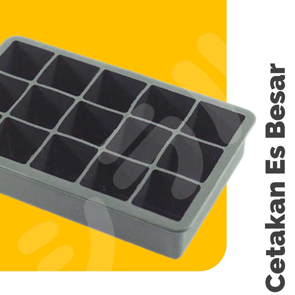 Cetakan Es Batu Silicone / Silikon Besar Model Cube 15 Hole Lubang