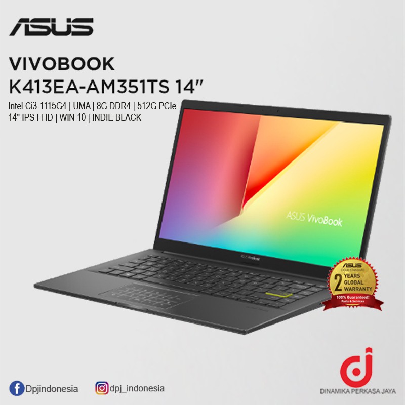 ASUS VivoBook K413EA-AM351TS Intel Ci3-1115G4 UMA 8G DDR4 512G PCIe 14" IPS FHD WIN 10 INDIE BLACK